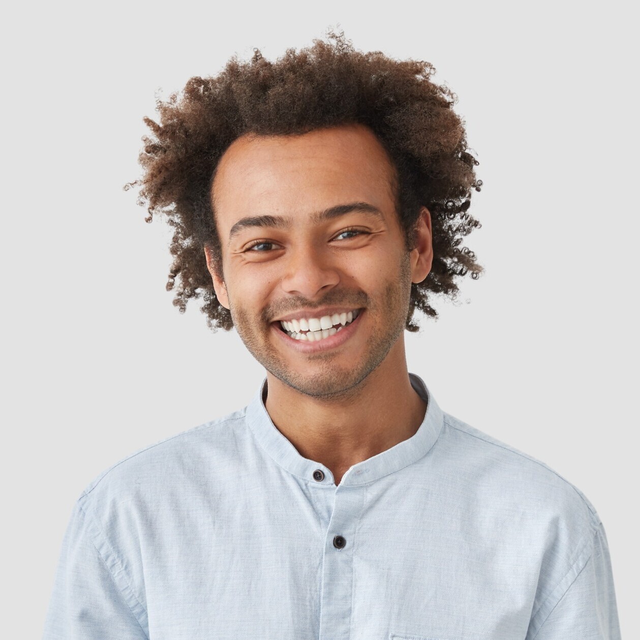 Waist Up Portrait Of Cheerful Handsome African Ame KZCGBD 1